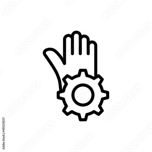 Hand icon with gear. stop. suitable for stop setting symbol. line icon style. simple design editable. Design template vector