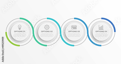 Business data visualization. Process chart. Elements of graph, diagram with 4 steps, options, parts or processes
