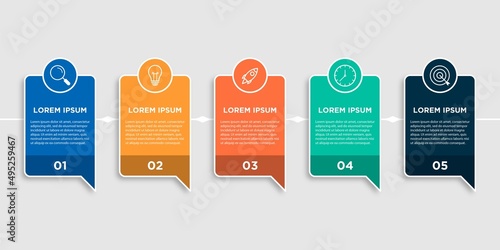 Creative concept for infographic with 5 steps, options, parts or processes. Business data visualization