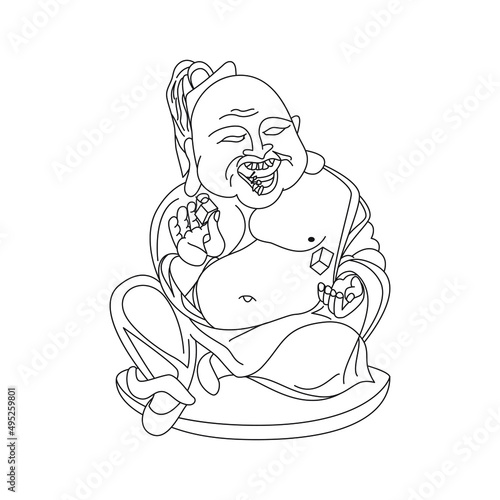 Buddha outline. Vector drawing in a linear style