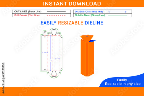 Toothbrush box dieline template and 3D box vector file_Box dieline and 3D box