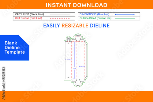 Toothbrush box dieline template and 3D box vector file Blank dieline template