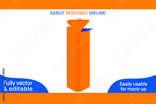 Toothbrush box dieline template and 3D box vector file 3D box