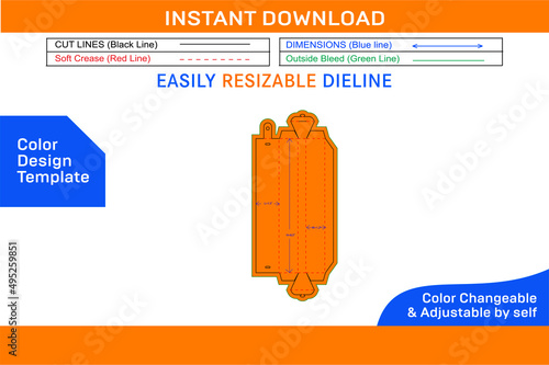 Toothbrush box dieline template and 3D box vector file Color Design Template