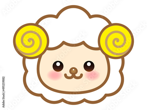 かわいい羊の顔アイコンイラスト＿ベクター