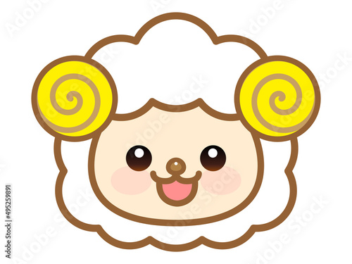 かわいいヒツジの顔アイコン素材＿ベクター
