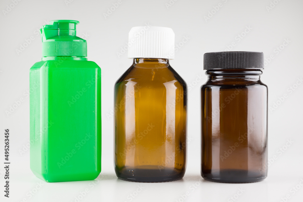 medical glass and plastic cans isolated medical glass and plastic cans isolated