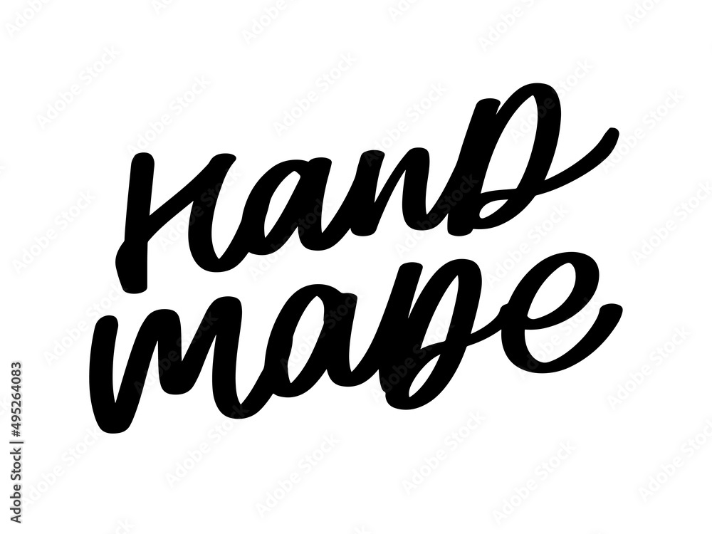 Label or logo with lettering hand made. Vector flat illustrations. Modern and stylish badge. Thin line inscription handmade, made with love, craft product on white. Label or logo with lettering hand made. Vector flat illustrations. Modern and stylish badge. Thin line inscription handmade, made with love, craft product on white.
