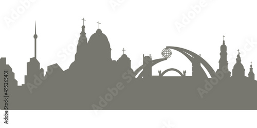 Silhouettes of the sights of Kharkiv