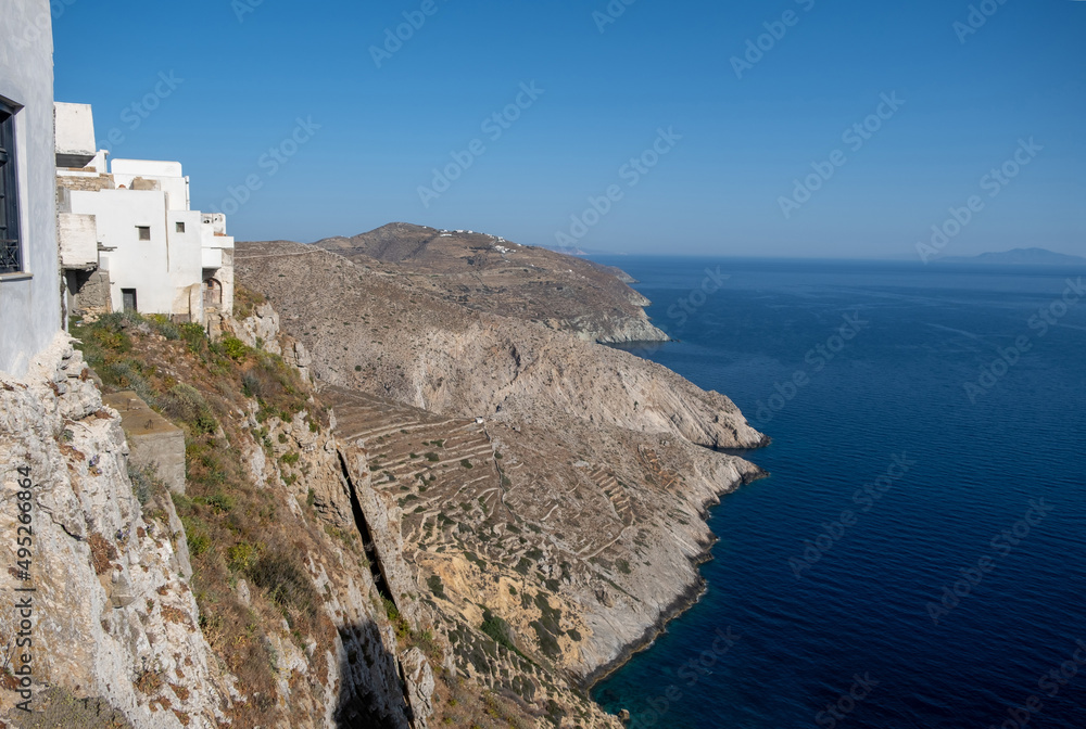Breathtaking view over the Aegean sea, Folegandros island Cyclades, Greece.