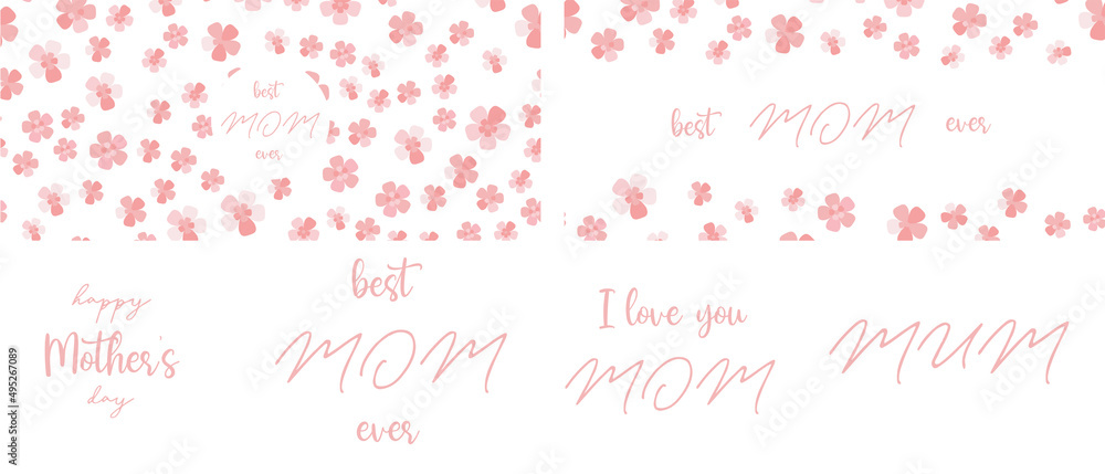 Set of graphic design elements for Mother day card design or website banner. Mommy saying for sublimation or scrapbooking