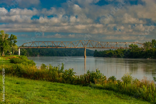 Steel bridge over the Missouri river Bellevue Nebraska