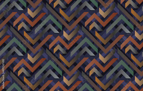 Seamless brown zigzag geometric pattern design. very peri background. textile fabric