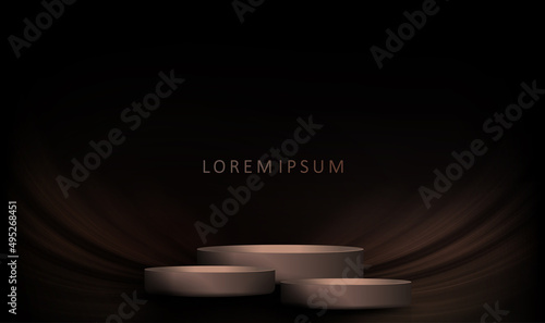 Round isolated scene on a dark brown texture background