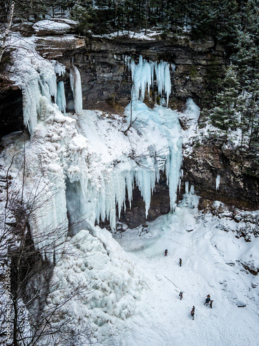 Frozen Kaaterskill Falls in winter Catskill mountains photo