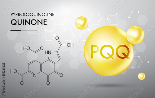 PQQ, Pyrroloquinoline quinone, methoxatin molecule vector illustration photo