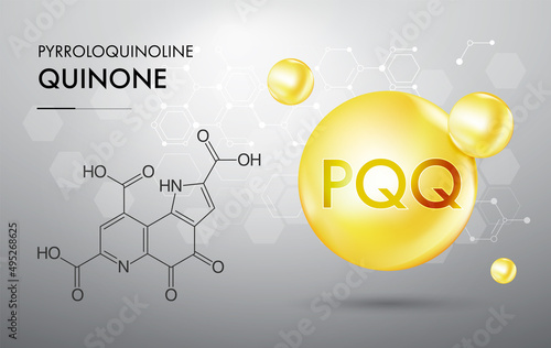 PQQ, Pyrroloquinoline quinone, methoxatin molecule vector illustration