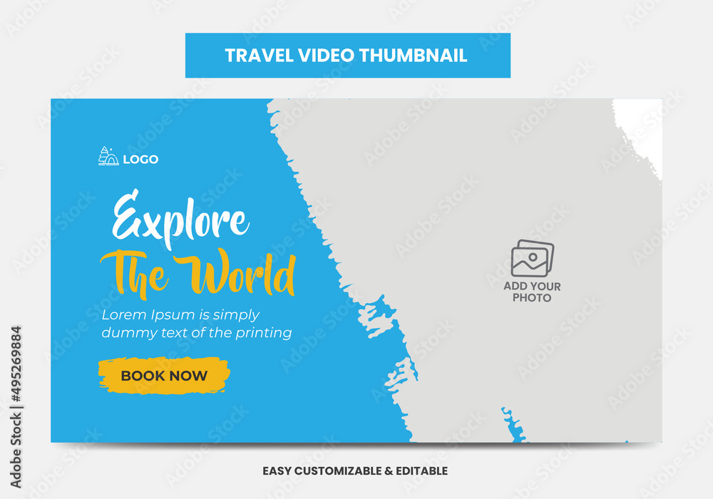 Travel Agency video thumbnail and web banner. Tourism Marketing Service social media video thumbnail 