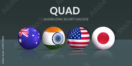 quad countries summit with flags