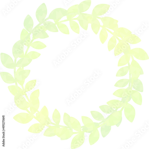 円形のフレーム　葉のリース