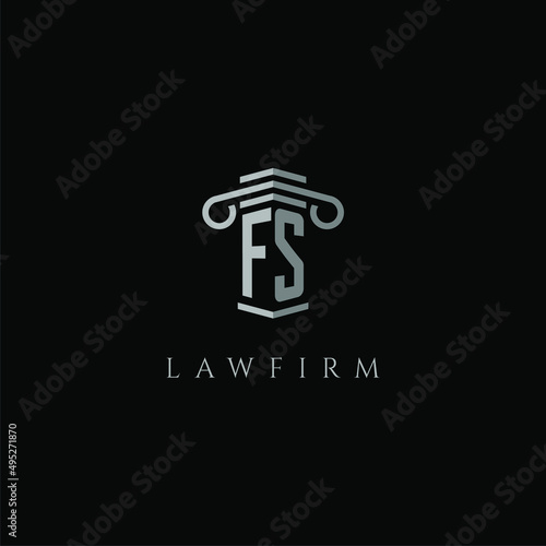 FS initial monogram logo lawfirm with pillar design