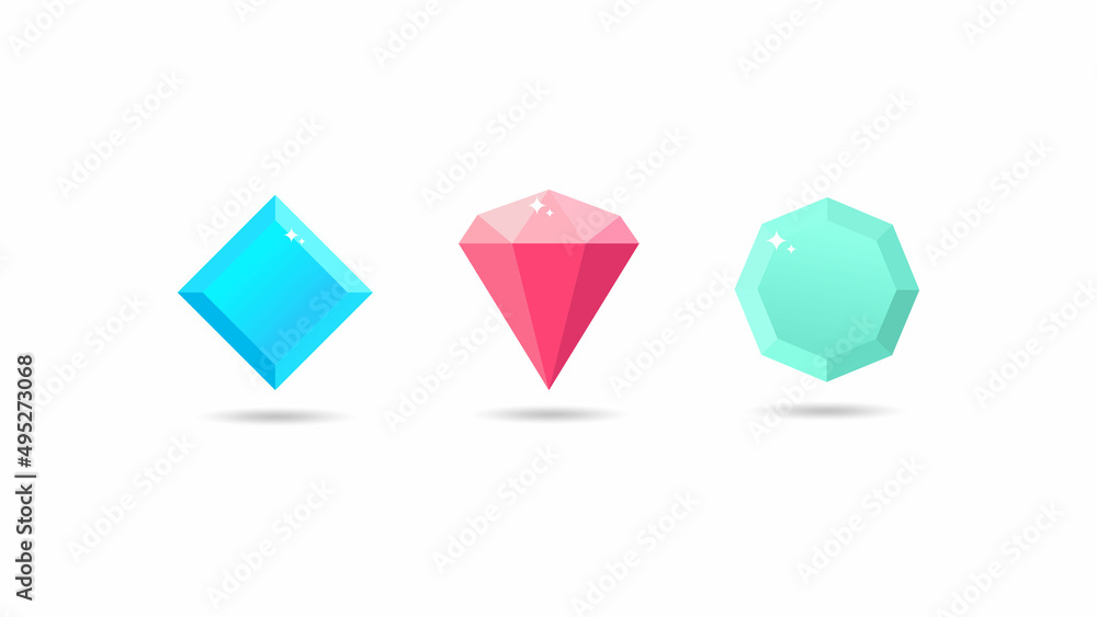 Set of Diamond, gemstone icon logo at luxury gradient color. Beauty Crystal illustration vector design concept. Set of Diamond, gemstone icon logo at luxury gradient color. Beauty Crystal illustration vector design concept.