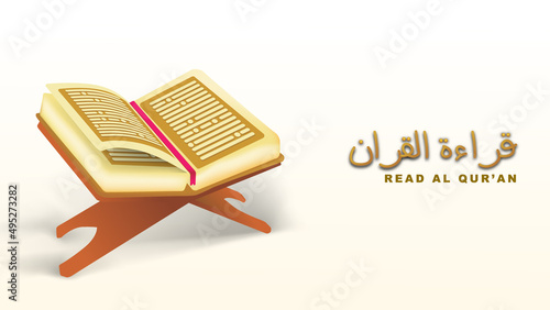 qiroatul qur'an. read al qur'an. 3d islamic holy bible vector illustration