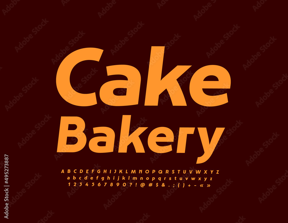 Vector elegant logo Cake Berry with Bright Minimalistic Font. Elegant Alphabet Letters, Numbers and Symbols set