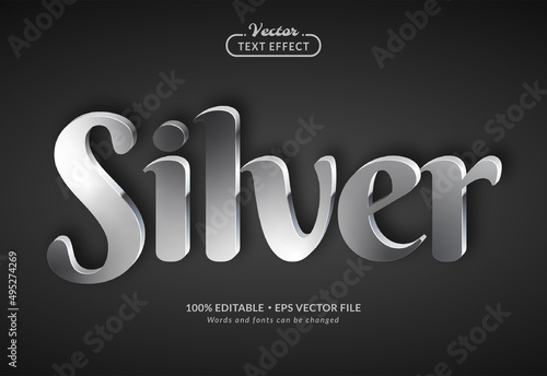 Silver 3D Editable Text Effect