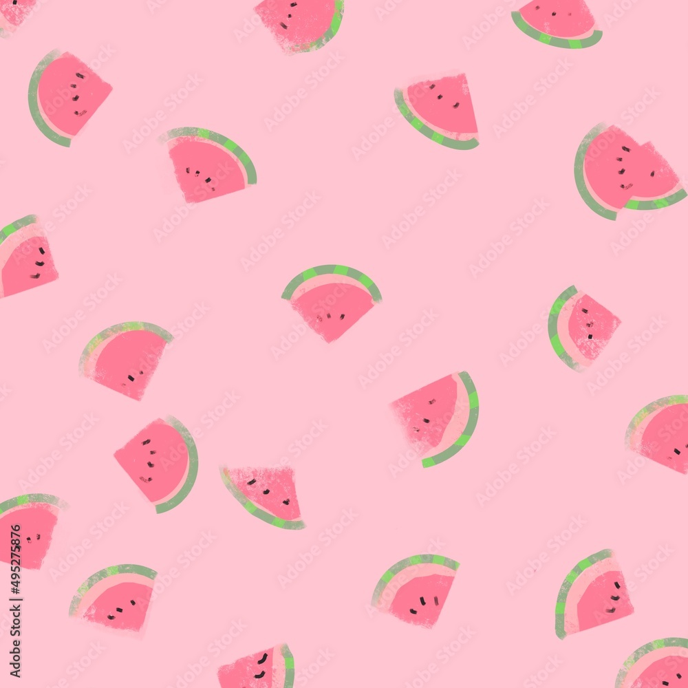 pattern with slice of watermelon fruit food