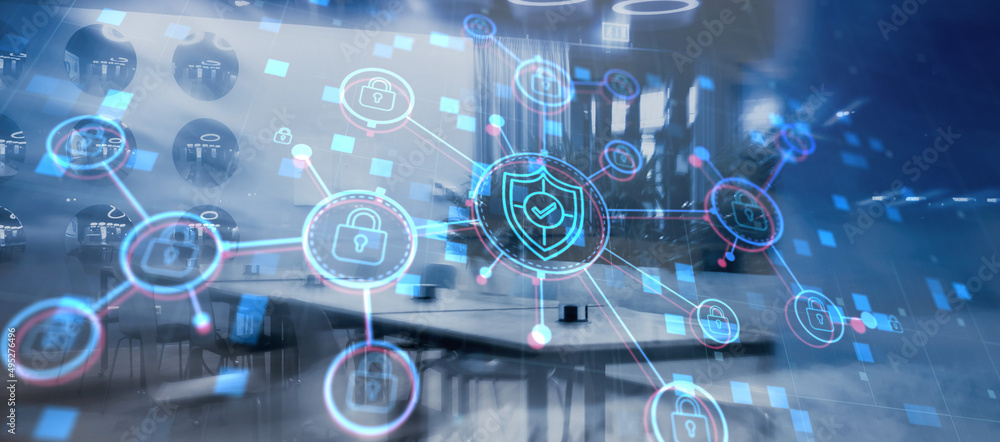Cyber Security Data Protection Concept on City Background Cyber Security Data Protection Concept on City Background