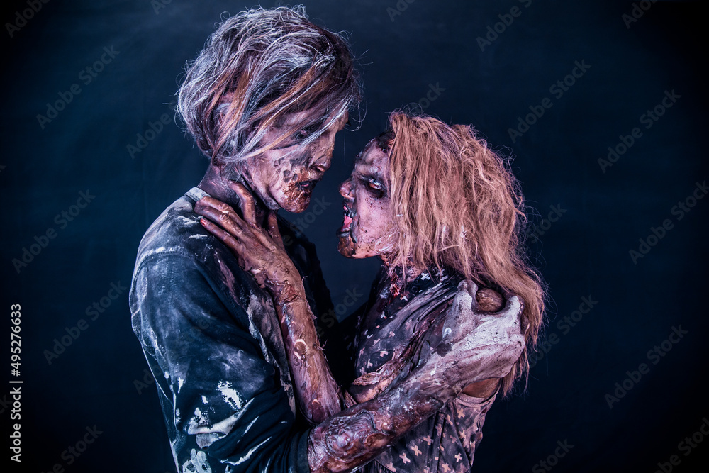 Fototapeta premium Zombies, Apocalypse, burnt people