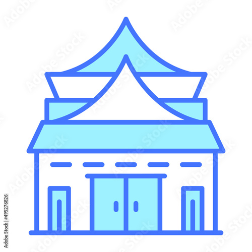 temple building vector illustration isolated on white background. Architecture business concept.