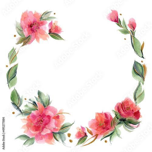 Wallpaper Mural Pink floral wreath with delicate fragrant rose flowers Torontodigital.ca