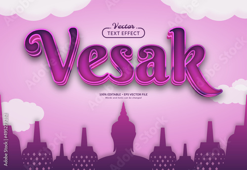 Vesak Day 3D Editable Text Effect