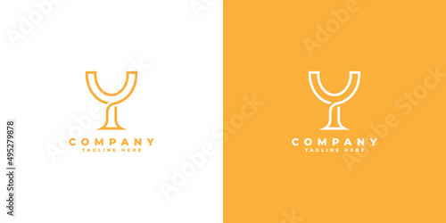 Letter y glass logo design template vector illustration