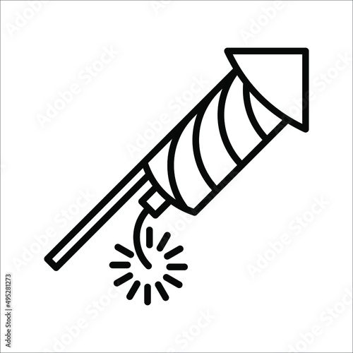 Explosive firecracker icon. Firecracker petard outline icon. Pyrotechnics symbol, vector illustration. Vector graphics