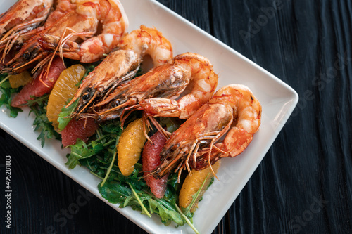 Grilled tiger prawns or shr...