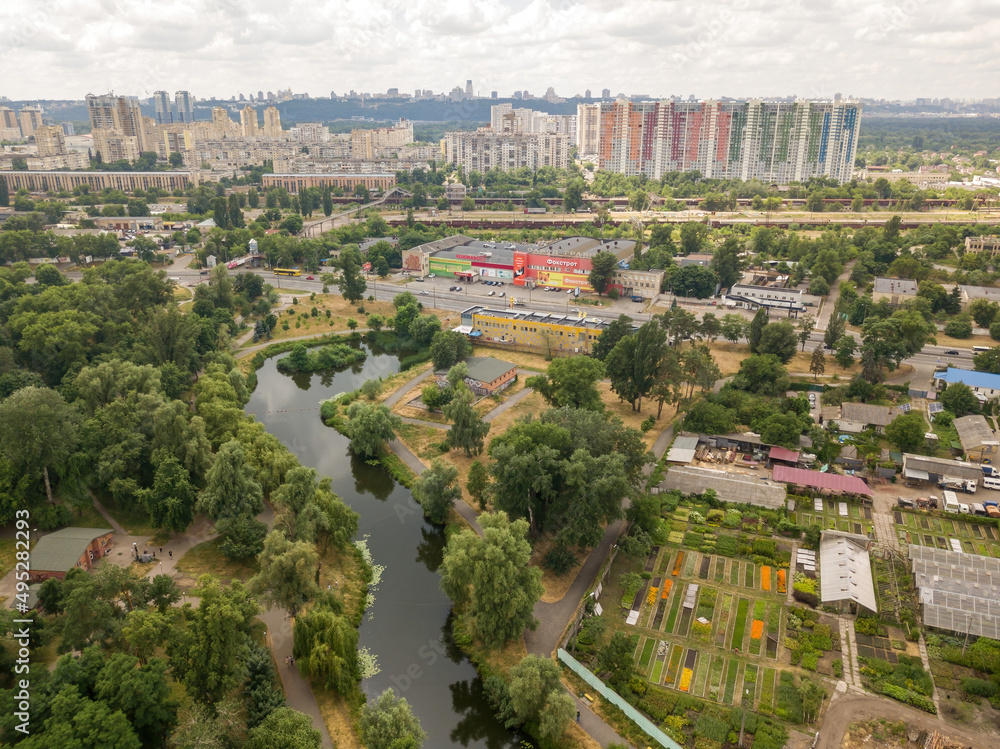 Kyiv city. Aerial drone view.