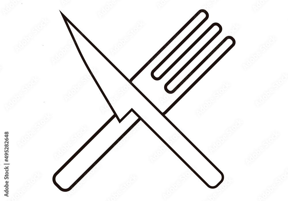 Icono negro de cuchillo y tenedor. Icono negro de cuchillo y tenedor.