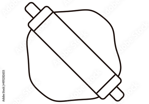 Icono negro de rodillo con masa en fondo blanco. 