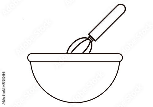 Icono negro de bol amasando para pastelería. 