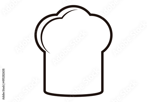 Icono negro de gorro de chef en fondo blanco. 