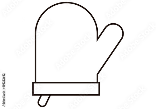 Icono negro de manopla de cocina en fondo blanco. 