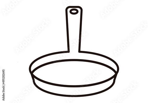Icono negro de sartén en fondo blanco. 