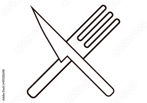 Icono negro de cuchillo y tenedor. 