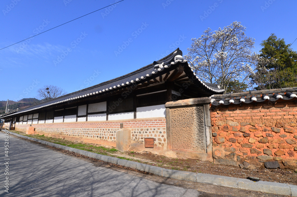 Old Walls of Hamna Village in Iksan, South Korea.
