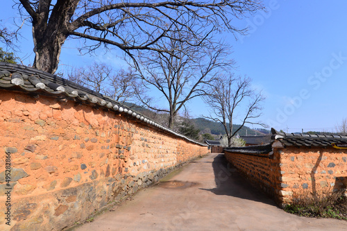 Old Walls of Hamna Village in Iksan, South Korea. photo