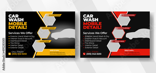 modern eddm postcard for car wash, car detailing and car rental, car service and price list postcard, auto mobile car service price list postcard