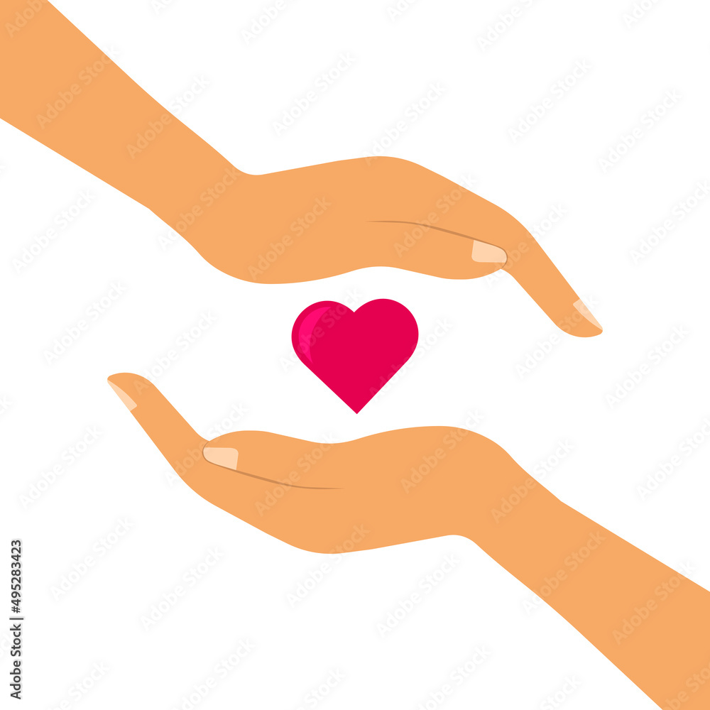 red heart between two hands vector illustration Open empty hand icon protection giving gesture vector illustration Vector hands and heart symbol illustration of two hands facing each other and there i red heart between two hands vector illustration Open empty hand icon protection giving gesture vector illustration Vector hands and heart symbol illustration of two hands facing each other and there i